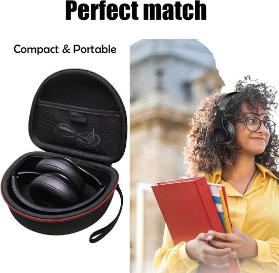 Eva hoofdtelefoon-beschermhoes voor Beats Headphones, 19,5 x 29 cm, zwart, met netvak en zachte pluche voering van eva — afbeelding 2