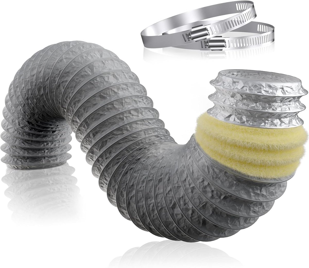 Warmte-isolatie en geluidsisolatie – diameter 100 mm, flexibele ventilatieslang van aluminium, PVC, voor airconditioning, luchtafzuiging – lengte 1,2 m (diameter 100 mm x 1,2 m).