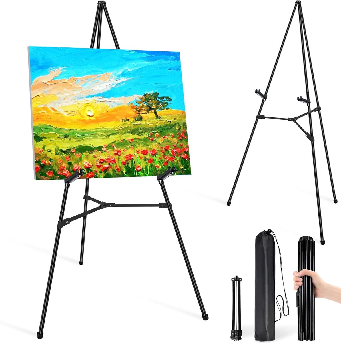 Schildersezelstandaard voor teken, display ezel voor bruiloft bord poster standaard, artiest instant statief opvouwbare vloer ezel standaard voor schilderen, 168 cm verstelbare met