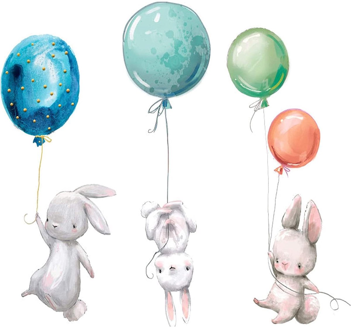 SnelShoppen - Wandstickers Kinderen - Dieren & Ballonnen - Muurdecoratie Babykamer - 115 x 102 cm - Jungle Beesten - Muursticker voor Jongens en Meisj