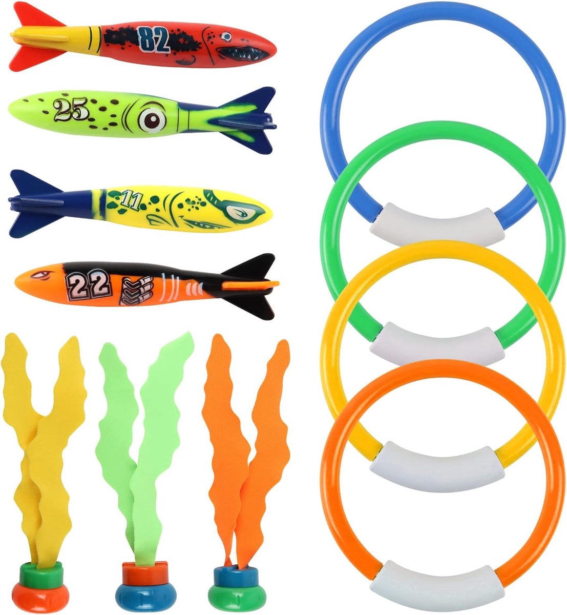 Duikringen voor kinderen vanaf 4-12, duikring, algenspeelgoed, torpedo, waterspeelgoedset, zomer, zwembadfeest, cadeau voor jongens en meisjes