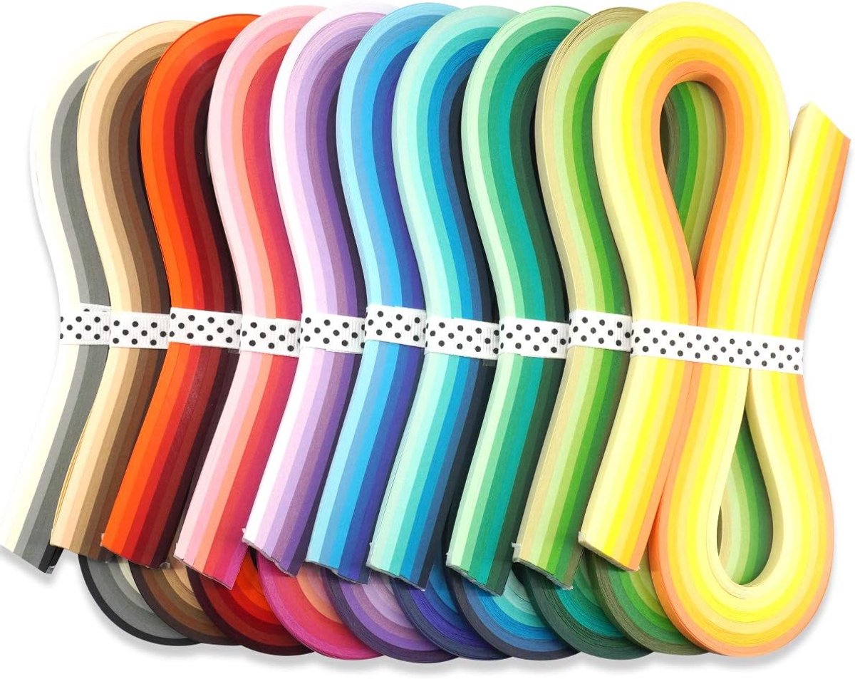 Meerkleurige papier quilling strips set 60 kleuren 10 verpakkingen 54cm lengte papier breedte 7mm (0,28 inch)