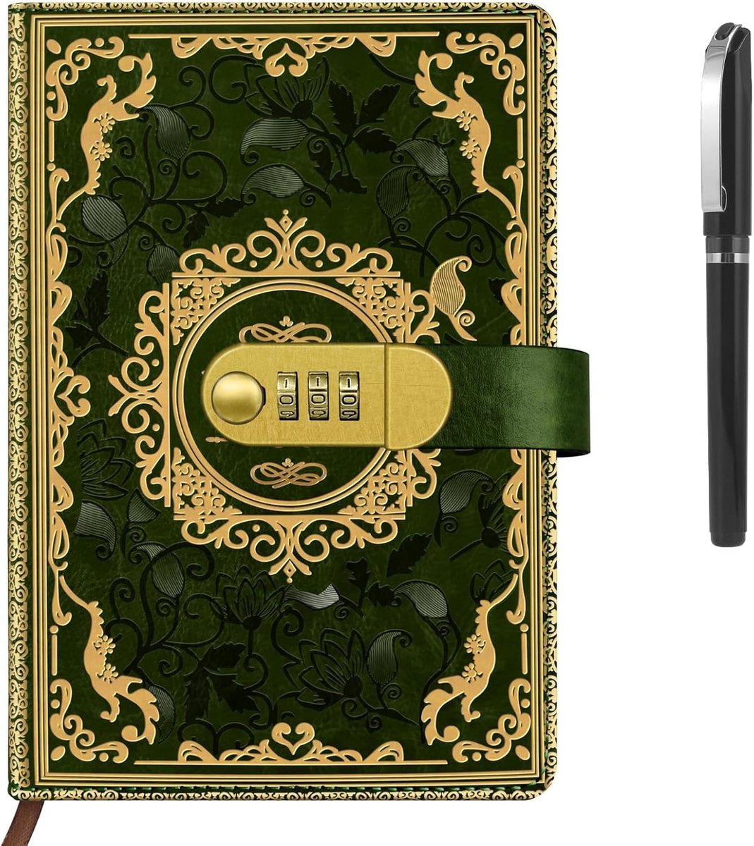 Dagboek met slot - A5 PU leer vintage bloempatronen - 200 pagina's - Bescherm je privacy - ShopVlot