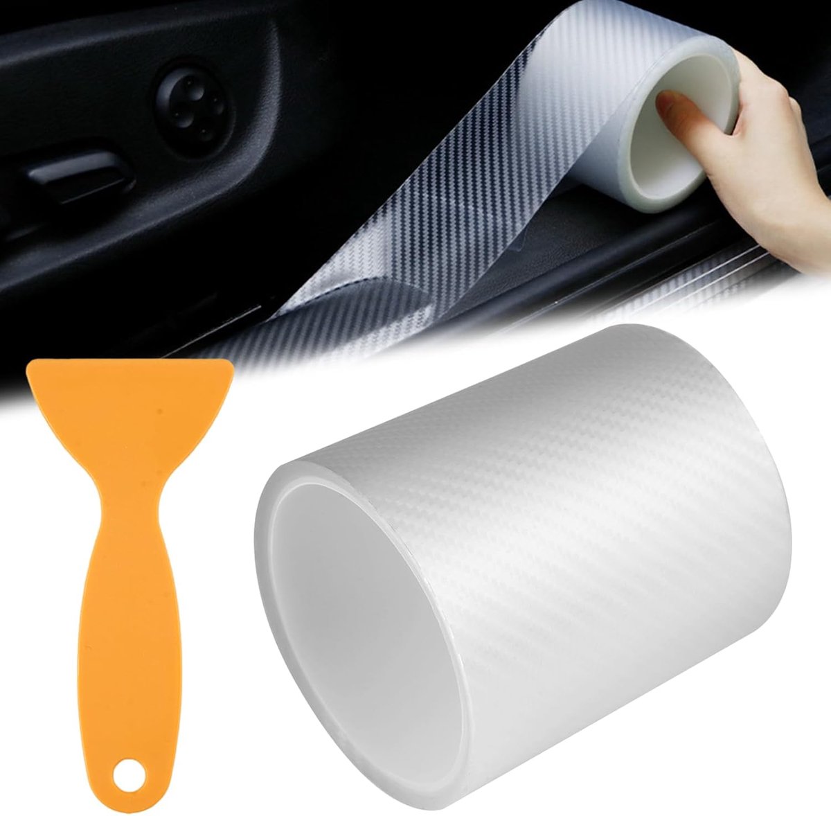 SnelShoppen - 10cm x 300cm Transparante Beschermfolie voor Auto, Fiets, Motor met 1 Stripper, Zelfklevende Randen, Universele Lakbescherming voor Deur