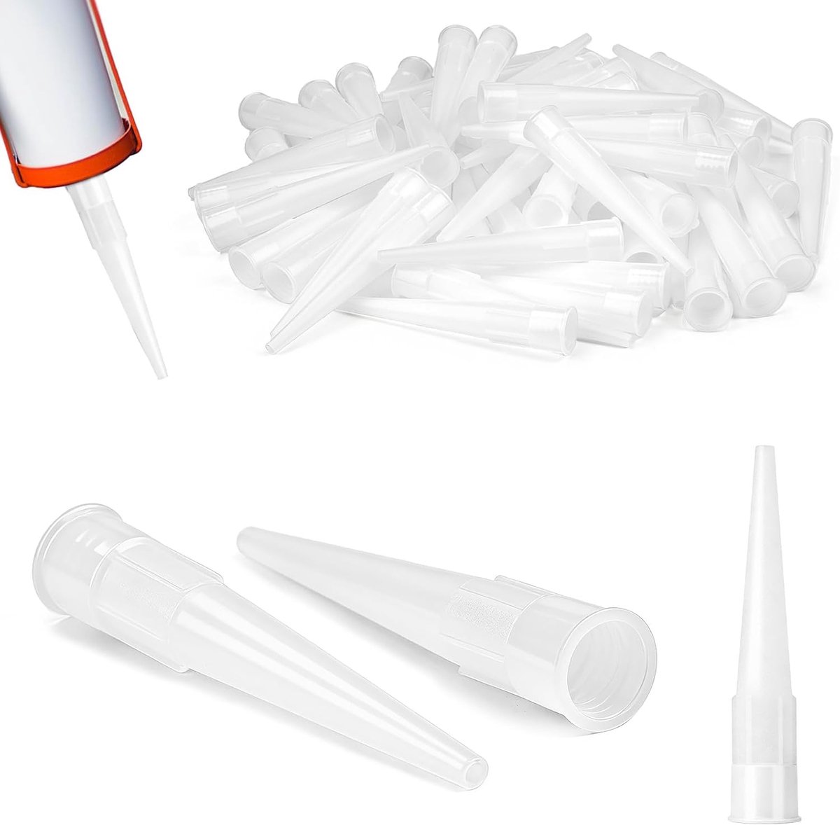 Cartridge tips pack van 100 - silicone tips - 10 x 1,5 cm - ideaal voor dagelijks gebruik - ShopVlot
