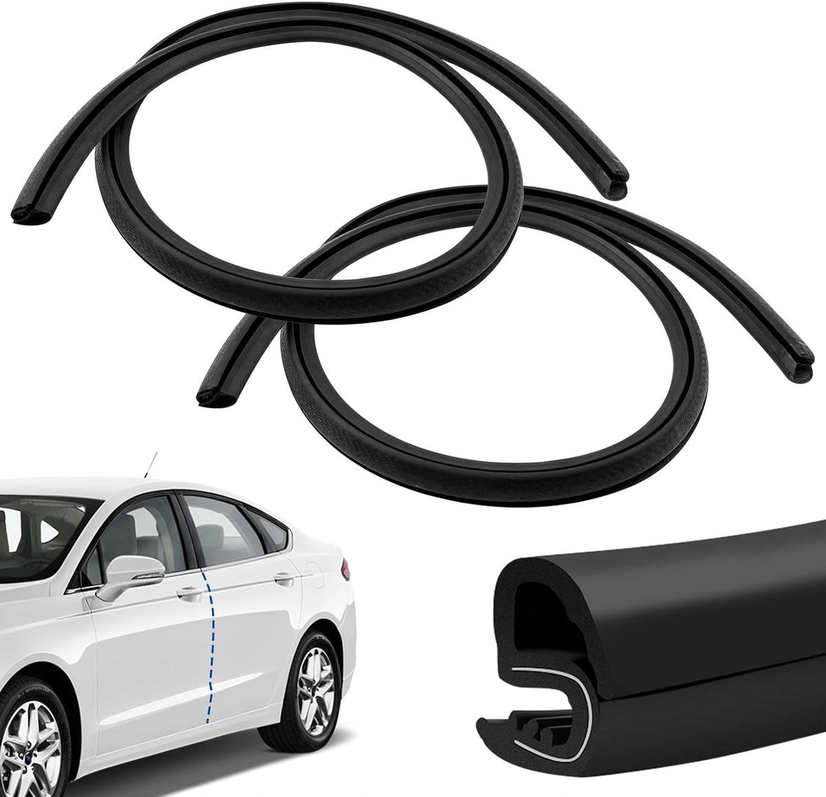 SnelShoppen - 2 m Universele Deurrubber voor Auto Deuren, Randbescherming, Rubber Strips Voor Auto, Camper, Boot, Caravan - Geluidsisolatie en Duurzaa