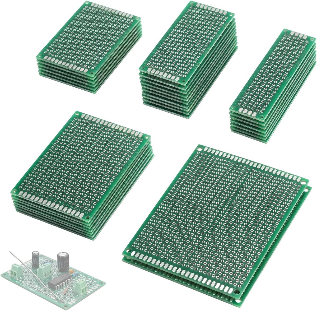 Geprinte schakelingen PCB prototype - dubbelzijdig - 5 verschillende maten - ideaal voor DIY projecten - ShopVlot