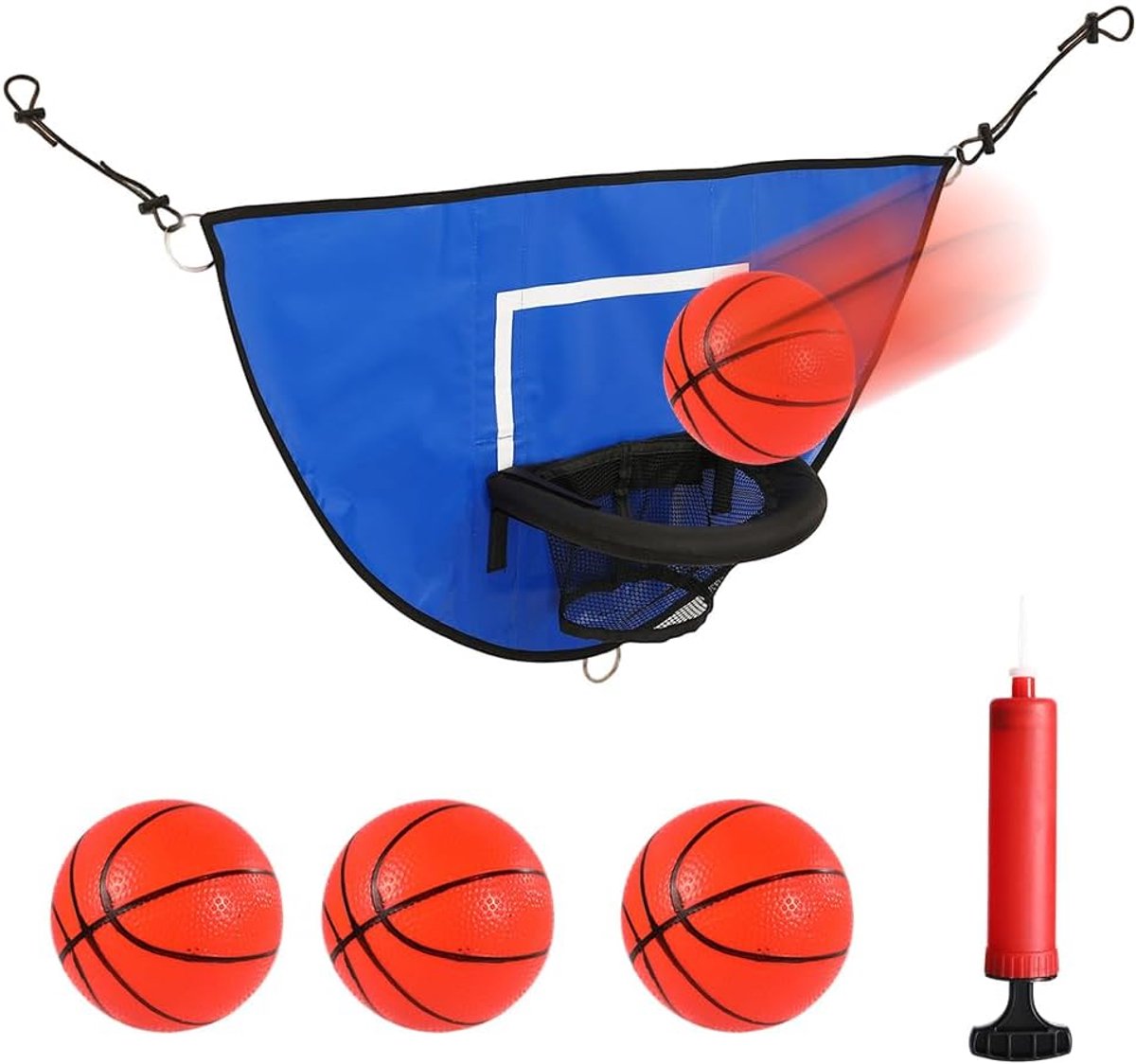 Trampoline basketbalmand - universeel mini-opzetstuk - inclusief 3 mini-basketballen - ShopVlot
