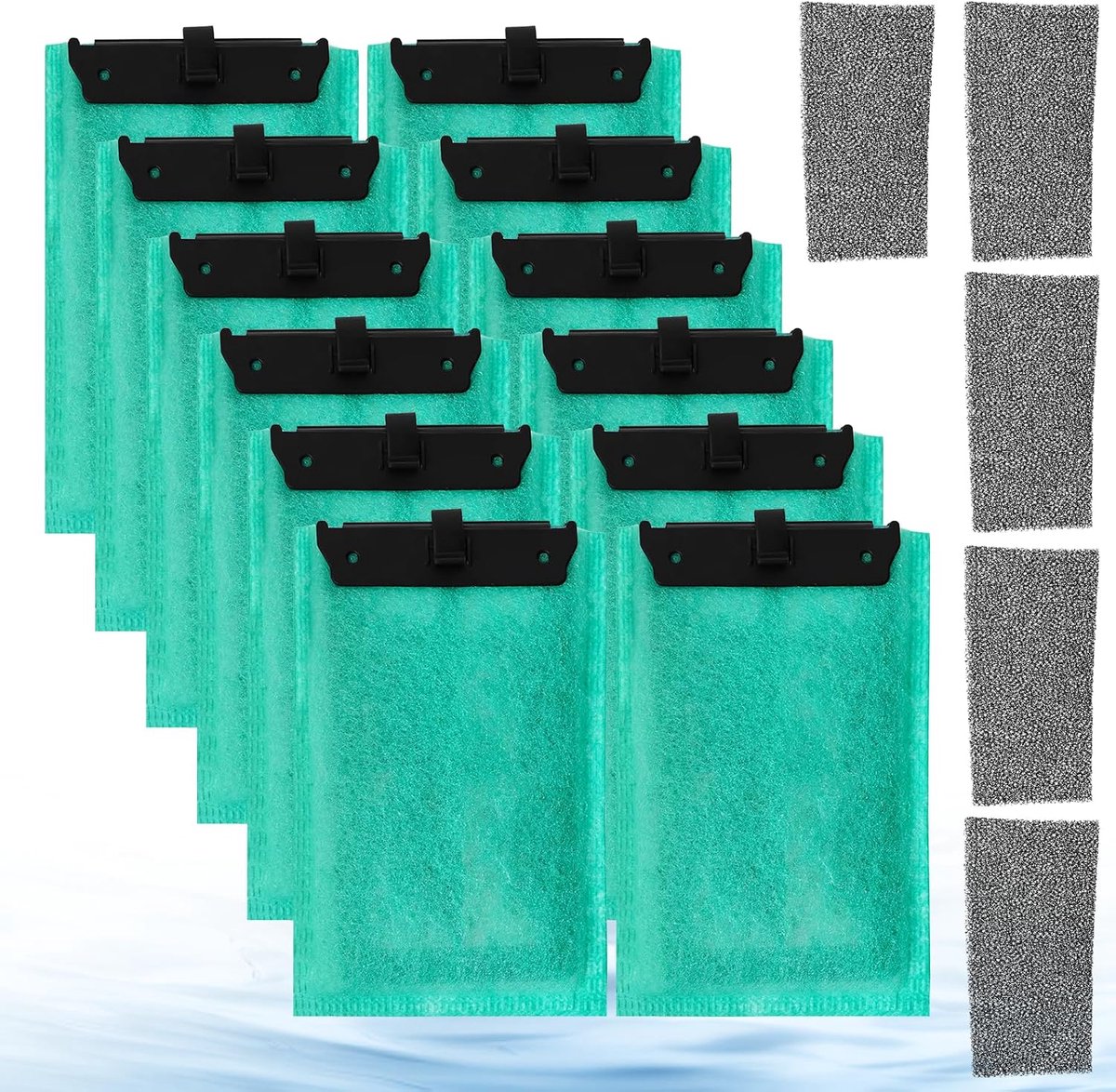 Set van filterpatronen voor aquarium compatibel met Tetra EasyCrystal Aquarium C250 en C300, bevat 12 actieve koolfilters en 5 schuimfilters