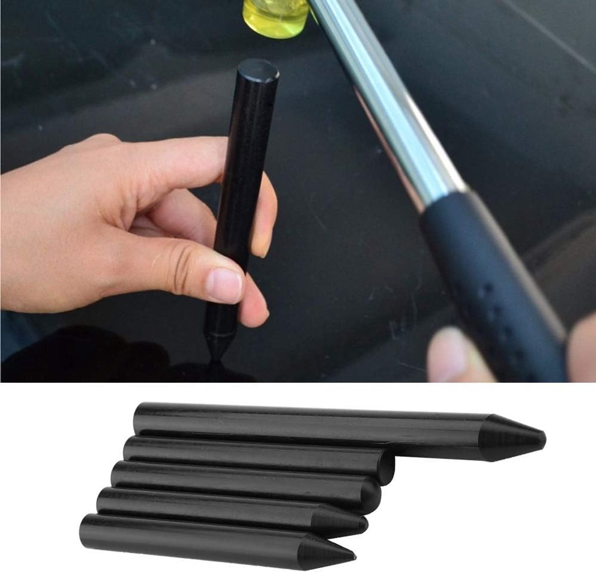 Uitdeukstift, 5 stuks, zwart, nylon, tap down knock pen, tandverwijderingsgereedschap