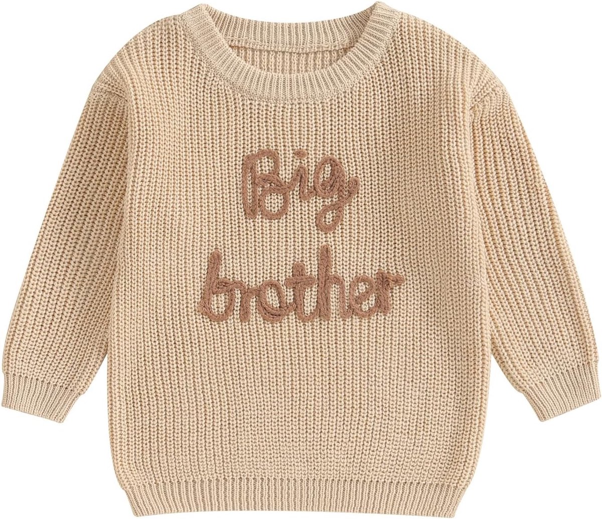 Baby Jongen Gebreide Trui Pasgeboren Kinderen Lange Mouw Knitwear Peuter Casual Top Kleding Broer Bijpassende Pullover Outfit Groeit Herfst Winter 0-5 Jaar