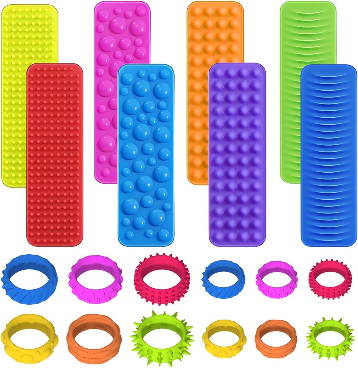speelgoed, 20 stuks, anti-stress, sensorisch speelgoed, sensorische ringen van siliconen, geschikt voor kinderen om zich te concentreren voor stress en verlichting van fidgets