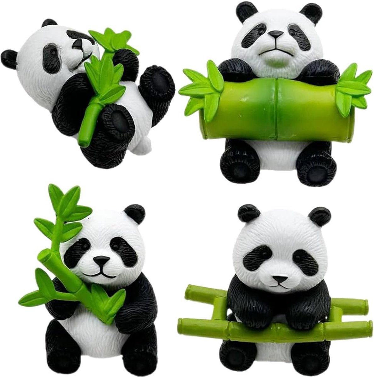 4 stuks miniatuur panda-decoratie, schattige panda-sculptuur, tafeldecoratie, micro-landschap, decoratie, grappige ornamenten voor bureau, aquarium, fee, tuindecoratie