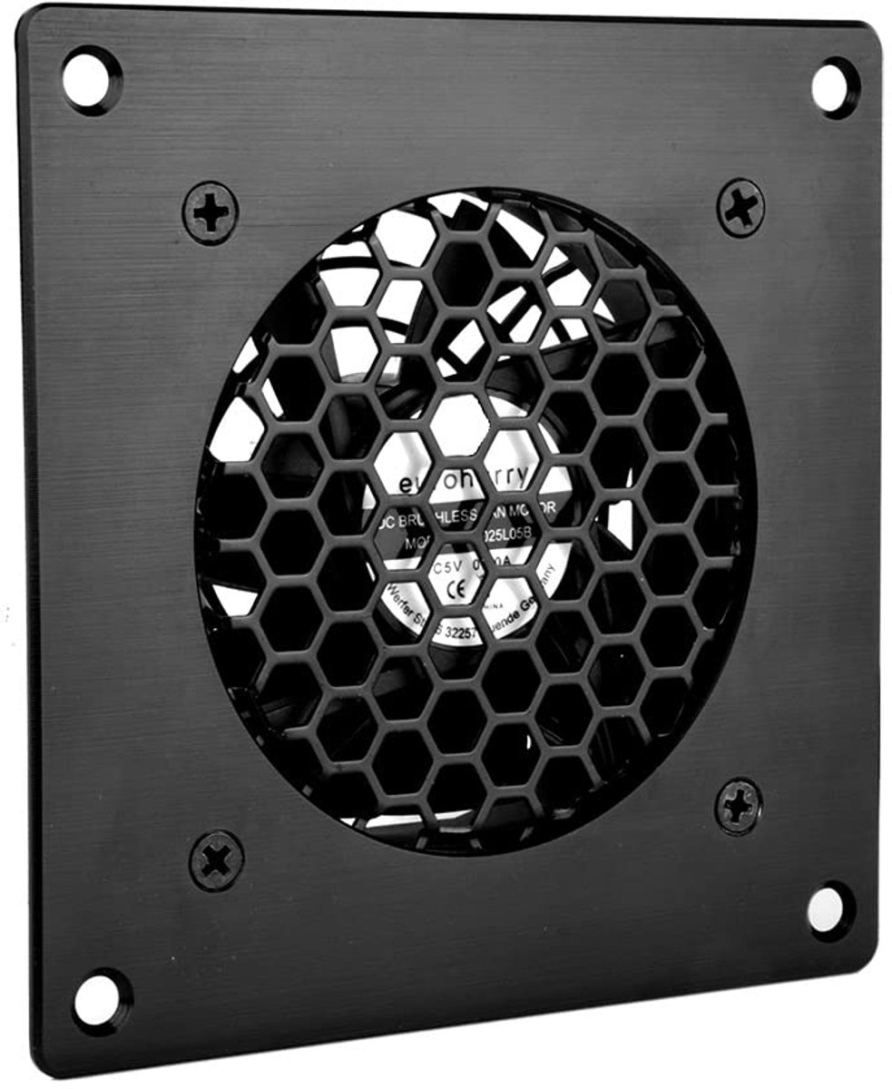 SnelShoppen - USB-ventilator 80 mm met 3 Snelheden, Verstelbare 5 V/0,3 A Ventilator in Modern Geborsteld Zwart Aluminium voor Thuisbioscoop, AV-Kastk