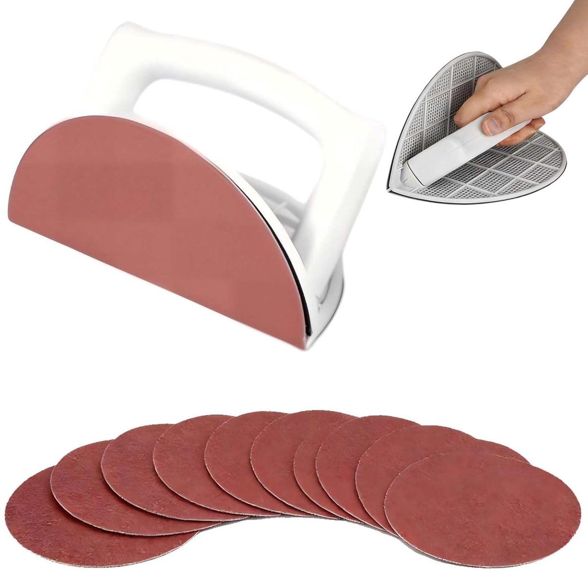 hoekslijper FORMVERSITY, 7 inch zelfklevend halfrond haakse schuurpapiergereedschap hoekslijper gipsplaten, halfronde handschuurmachine met 10 schuurpapier 240 korrel