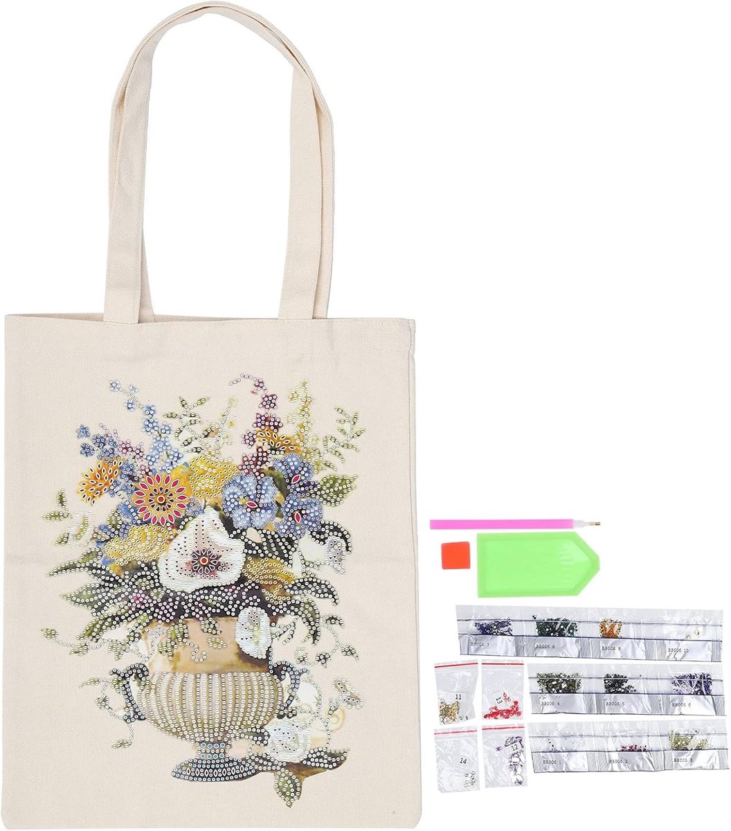 Painting Bag, Diamond Painting Tote Bags voor het winkelen Dagelijkse Organisatie Diamond Art Handtas, #1, Large