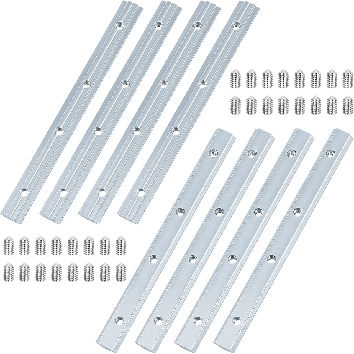 30 × 30 groef 8 spoorverbinders, 8 stuks, M6 aluminium profielverbinders | 180 mm profielverbinder, verzinkt koolstofstaal, stangprofiel, steunprofiel voor 8 mm 3030, 3060, 3090 aluminium profiel