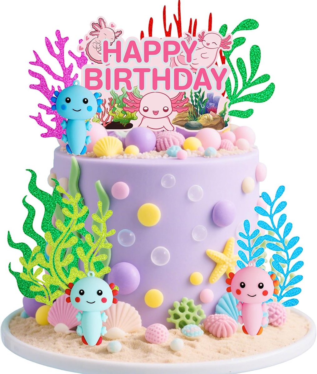 axolotl figuur taartdecoraties oceaan thema axolotl verjaardagsfeest