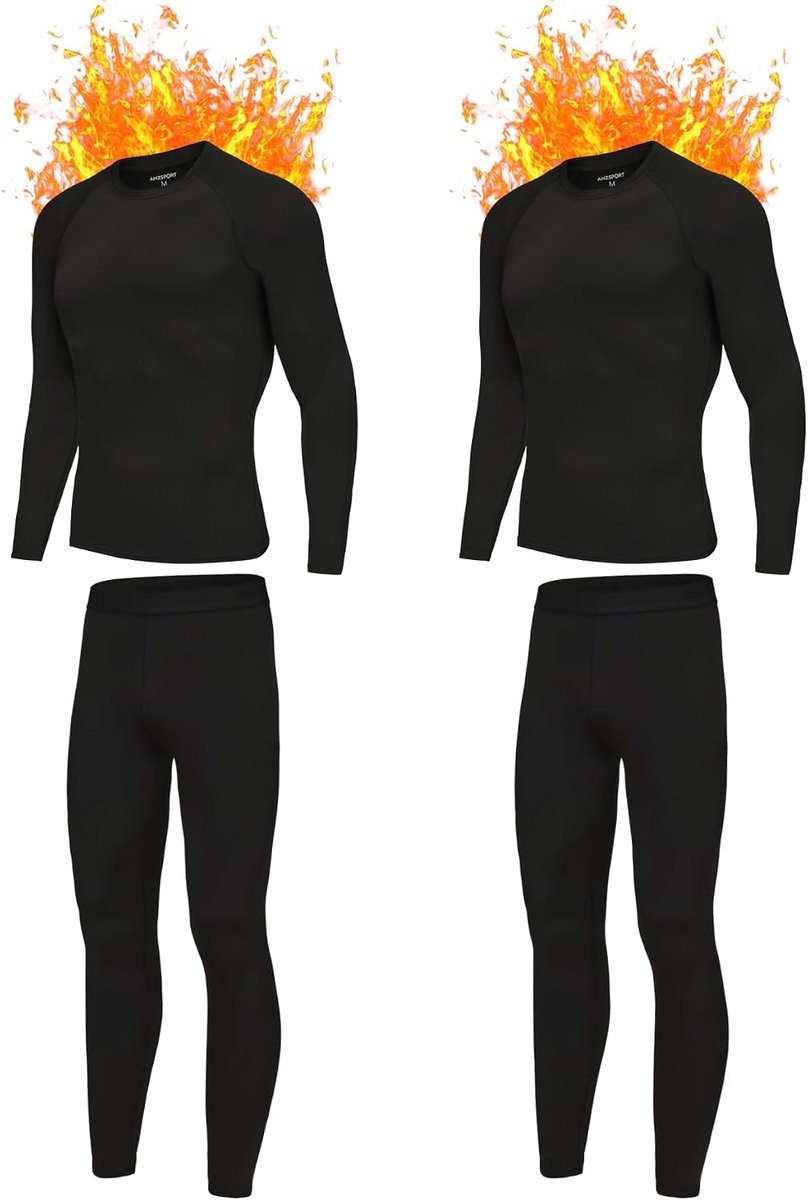 Thermisch ondergoed voor heren, set, warm compressieshirt, compressiebroek, ademend, functioneel ondergoed, winterondergoed