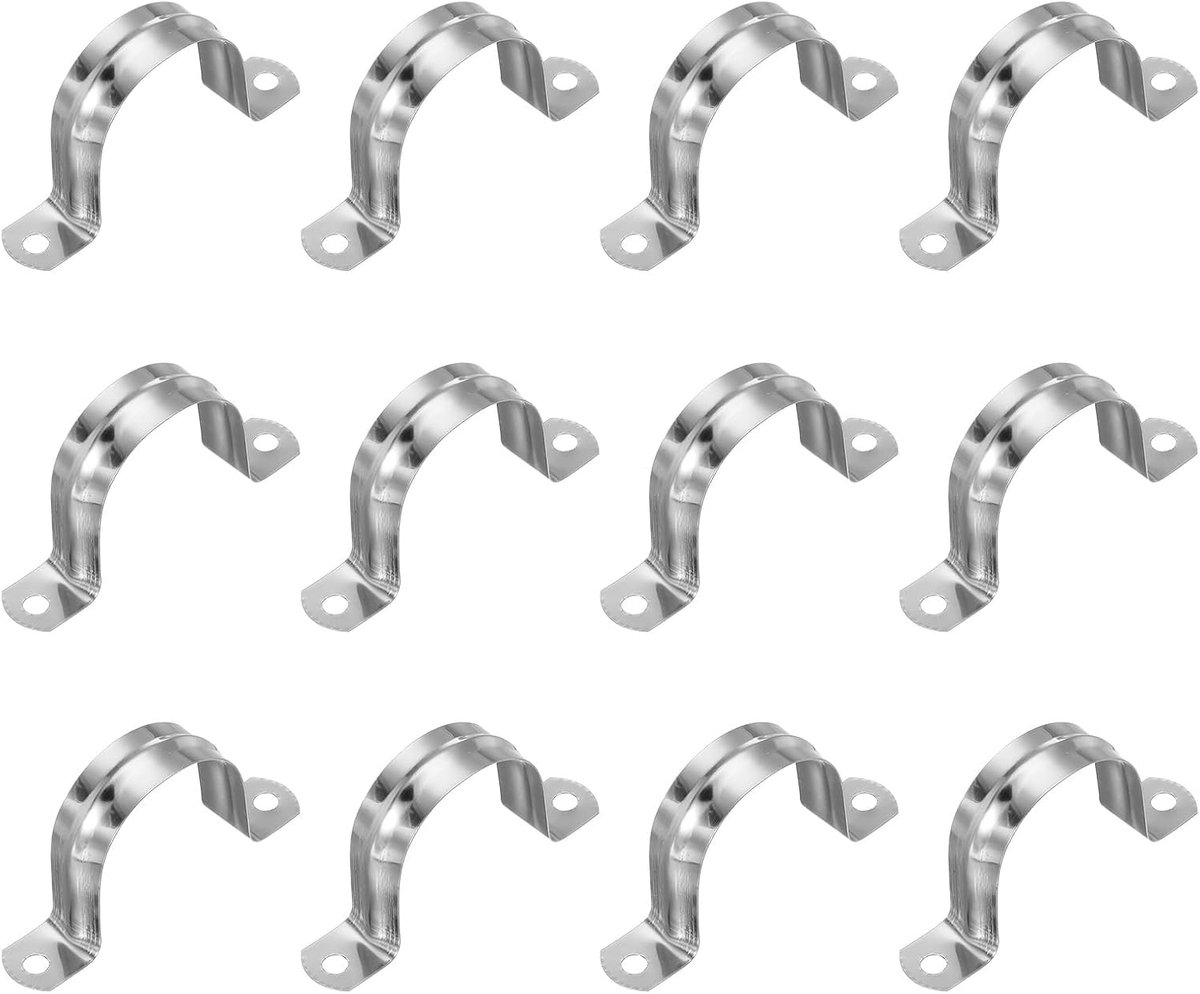 1-7/9" (45mm) Stijve Pijp Strap, 12 Stks 304 Roestvrij Staal Buis Klem 2 Gat U Beugel Pijp Klem Buis Strap Voor Pijp Kabel Draad Bevestiging