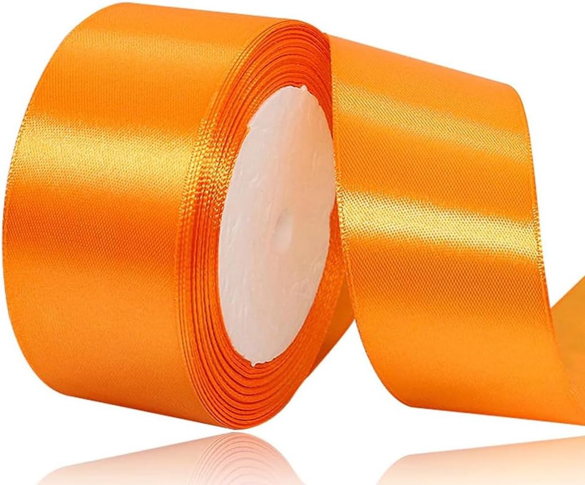lint, 40 mm, 22 meter, oranje, stoffen linten voor inpakken, knutselen, haarlinten, naaien, kransen, taarten, bruiloftsfeest en kerstdecoratie