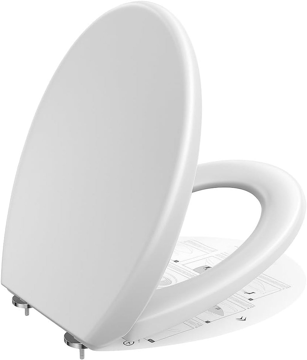 SnelShoppen - Toiletbril met Soft-Close Mechanisme, Ovalen Toiletzitting, Toiletdeksel, Snelle Montage, Geschikt voor Kinderen, Wit