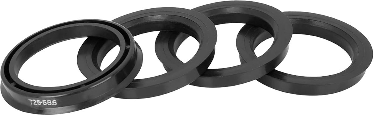 AUTOHAUX 4 stuks wielnaaf centreerringen voor wielnaaf 72,6-56,6 mm zwart | Materiaal: kunststof, dikte: 10 mm, elimineert stuurtrillingen, nauwkeurige pasvorm