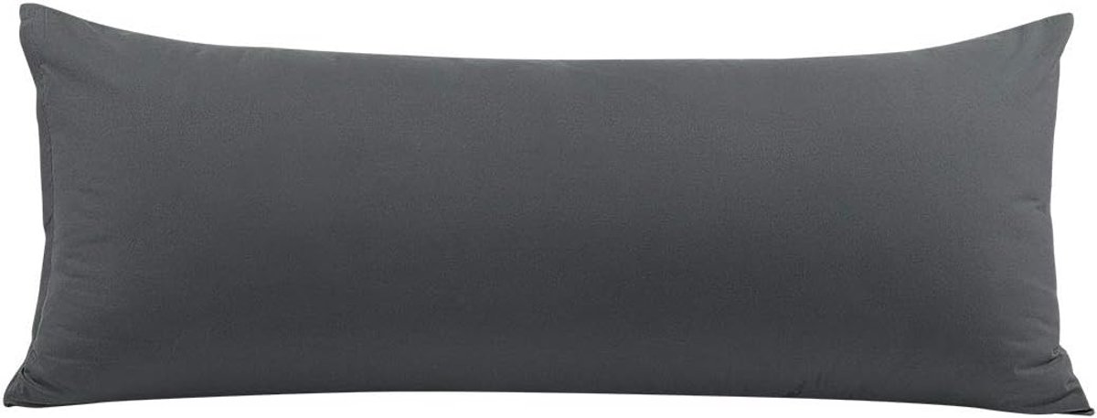 Kussensloop voor nekrol, hoofdkussensloop, ritssluiting, van geborstelde microvezel, grijs, 51 x 183 cm