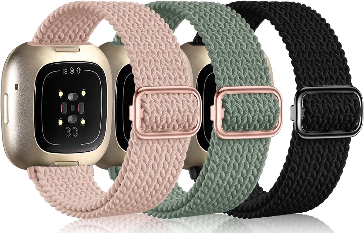 compatibel met Fitbit Versa 3/Versa 4 armband/Sense armband/Sense 2 armband voor dames en heren, zacht elastisch nylon reserveband voor Fitbit Versa 3 armband/Fitbit Versa 4 armband