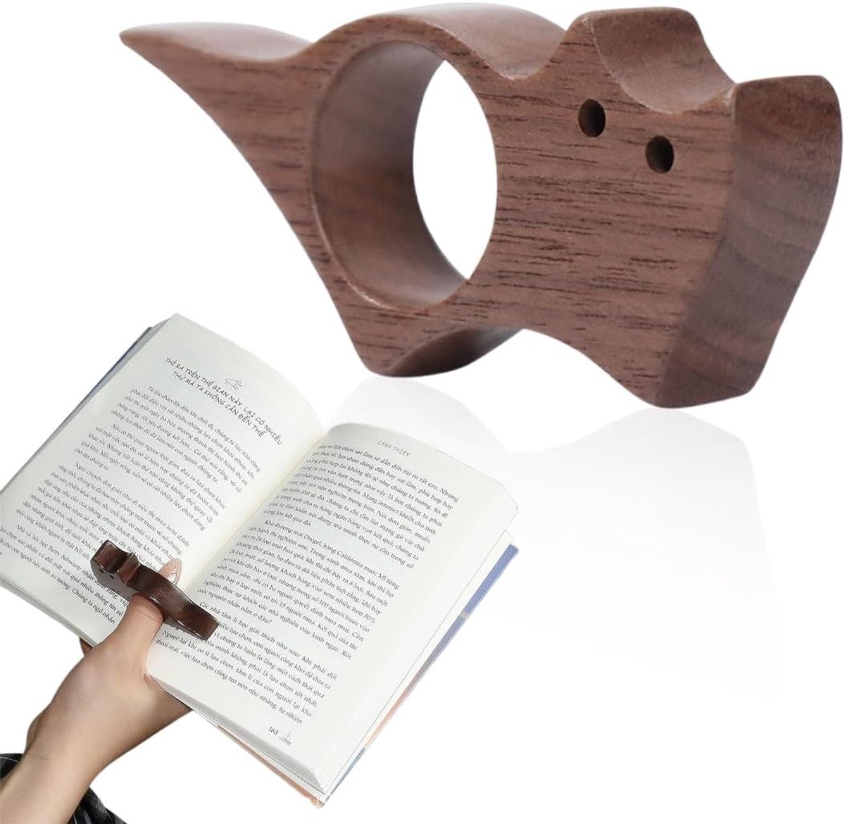 leesring, boekenhouder van glad hout, leesaccessoires, boekhouder, boekenhouder, ideale cadeaus voor boeklezers en leesaccessoires