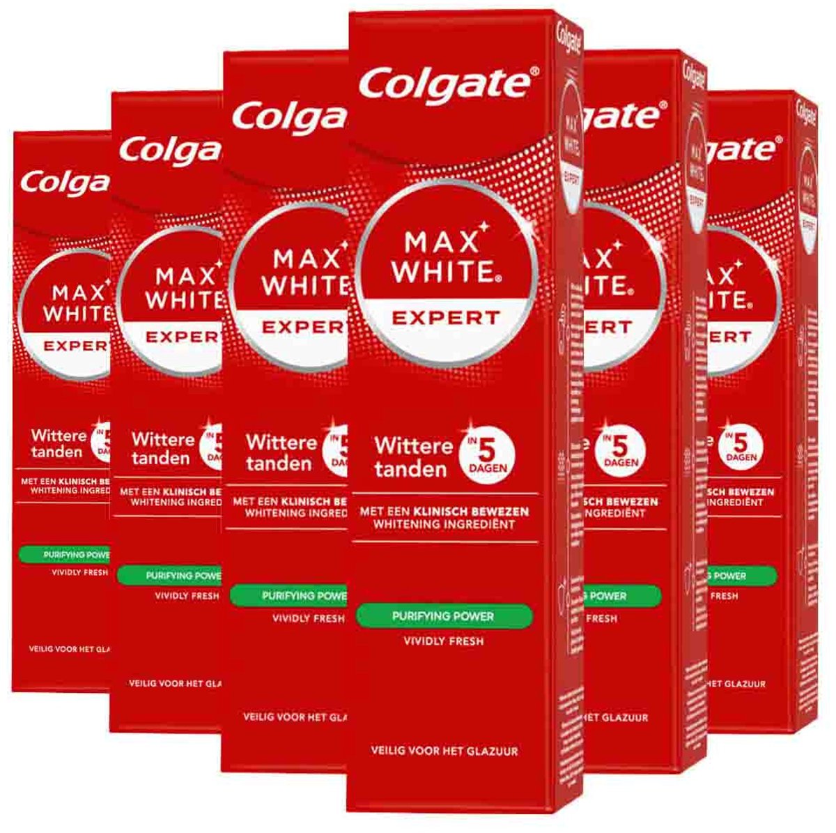 Colgate - Tandpasta Max White Expert Purifying Power - 6 x 75 ml - Voordeelverpakking
