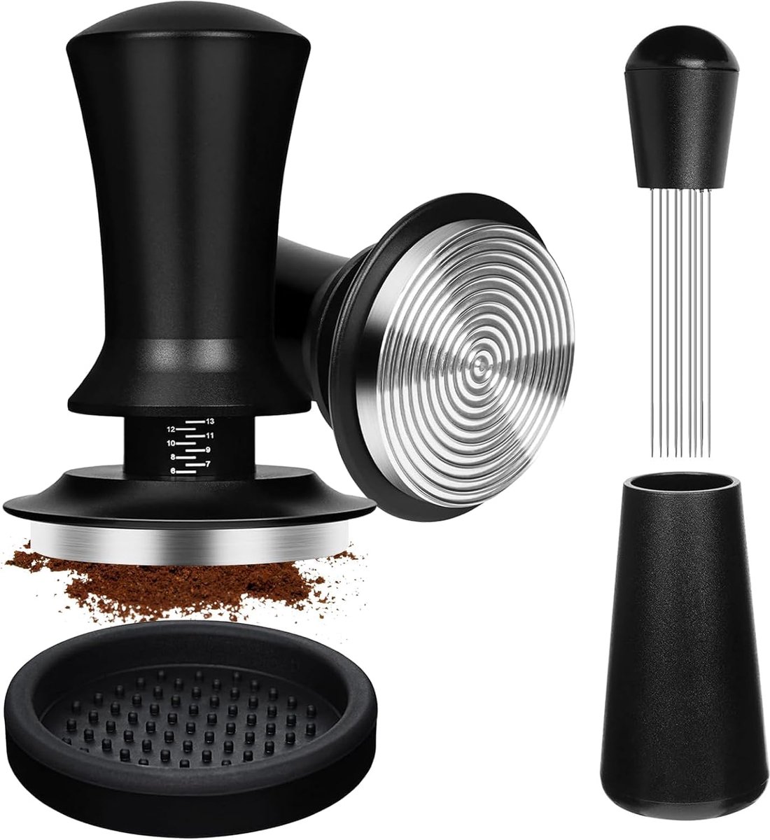 koffie tamper 51 mm, Espresso tamper 51 mm, koffietamper en verdeelgereedschap met fijne naalden, zeefdrager tamper voor Barista Espresso