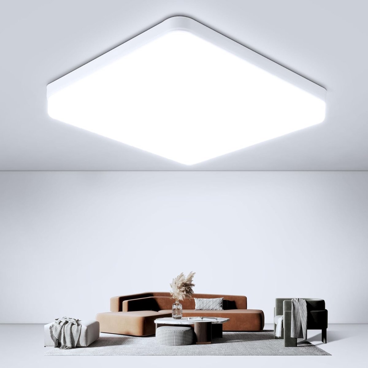 Plafondlamp Vierkant 50W 6500K Koud Wit 30cm Paneellamp | Moderne Vierkante LED Plafondlamp Ideaal voor Slaapkamer, Badkamer, Woonkamer, Hal en Kantoor