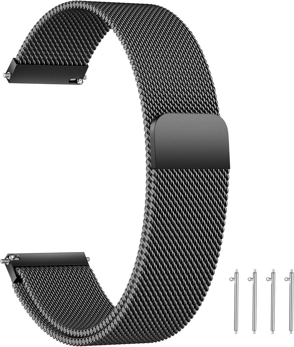 horlogeband, roestvrij staal, metaal, magneetsluiting, voor dames en heren, 14 mm, 16 mm, 18 mm, 20 mm, 22 mm, 24 mm