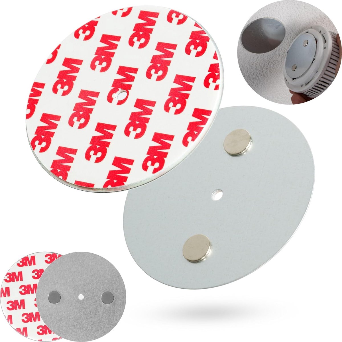 Magnetische houder rookmelder - 70 mm diameter - zelfklevend pads - eenvoudig te bevestigen zonder boren - SnelShoppen