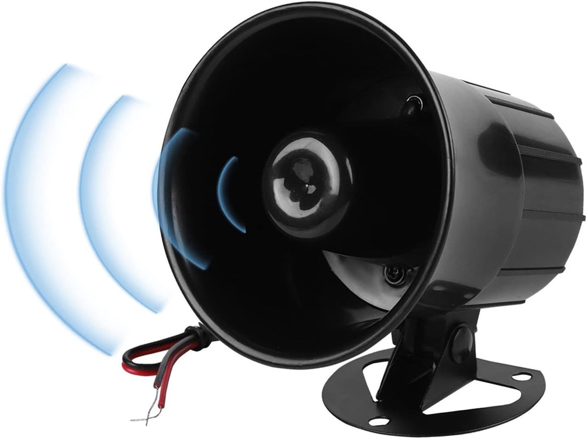 12V Alarmsirene, DC 12V Bedraad Alarm, Luide Hoornsirene voor Binnen/Buiten Brandwerend 115dB Thuisbeveiligingssysteem