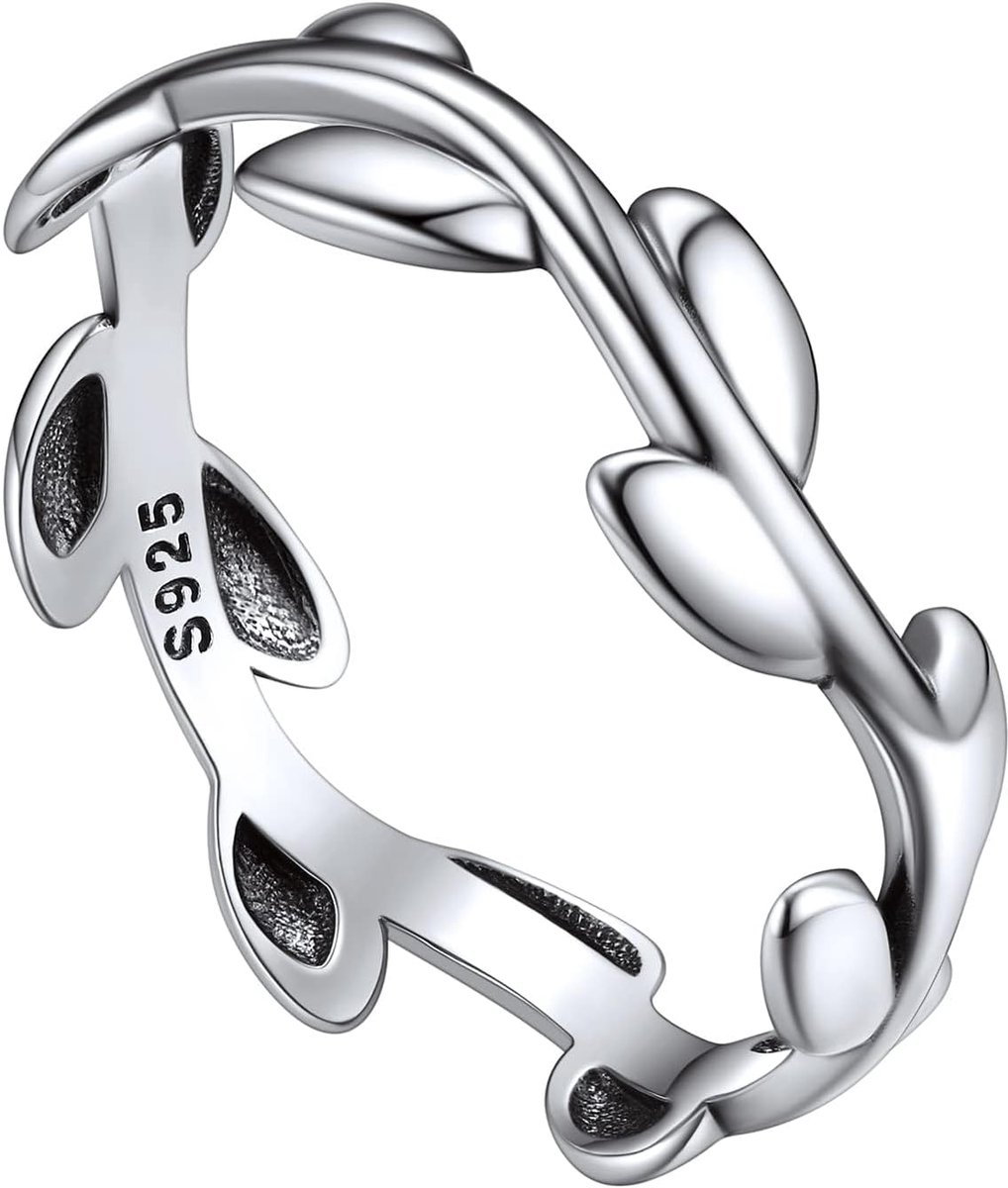 925 Sterling zilveren olijfblad tak band ring voor vrouwen belofte ringen maat 4-12 (cadeauverpakking)