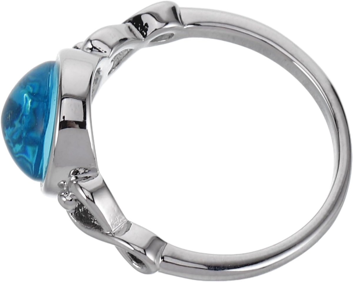 Zeeblauwe glazen ring, maansteen, verlovingsring, kleurveranderende sieraden, gevoelsring, hologramring, maansteenring, dames, maanringen, voor vrouwen, kleurveranderende ringen, koper