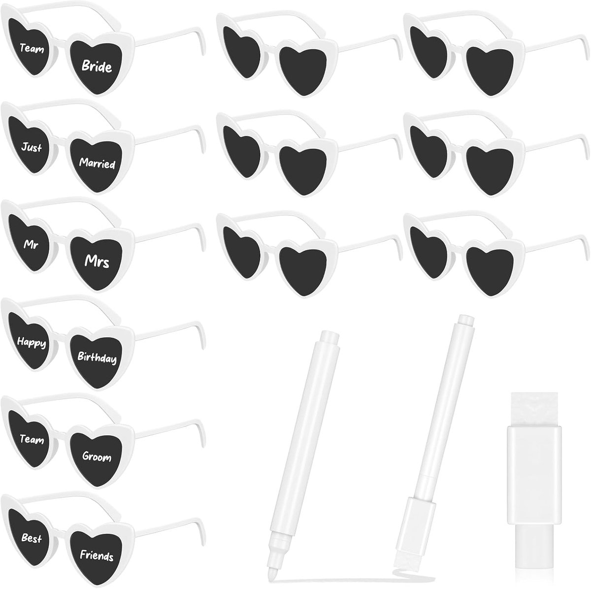 Brillen - DIY hartbril met 2 pennen | Partybril hartvorm bril, vrijgezellenbril, hippiebril, hartjesbril, zonnebril, hartvorm voor feest, bruiloft, carnaval