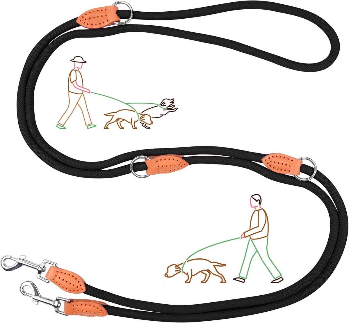 Hondenriem voor kleine honden - 3 m verstelbaar - nylon leiband - licht en robuust - ShopVlot