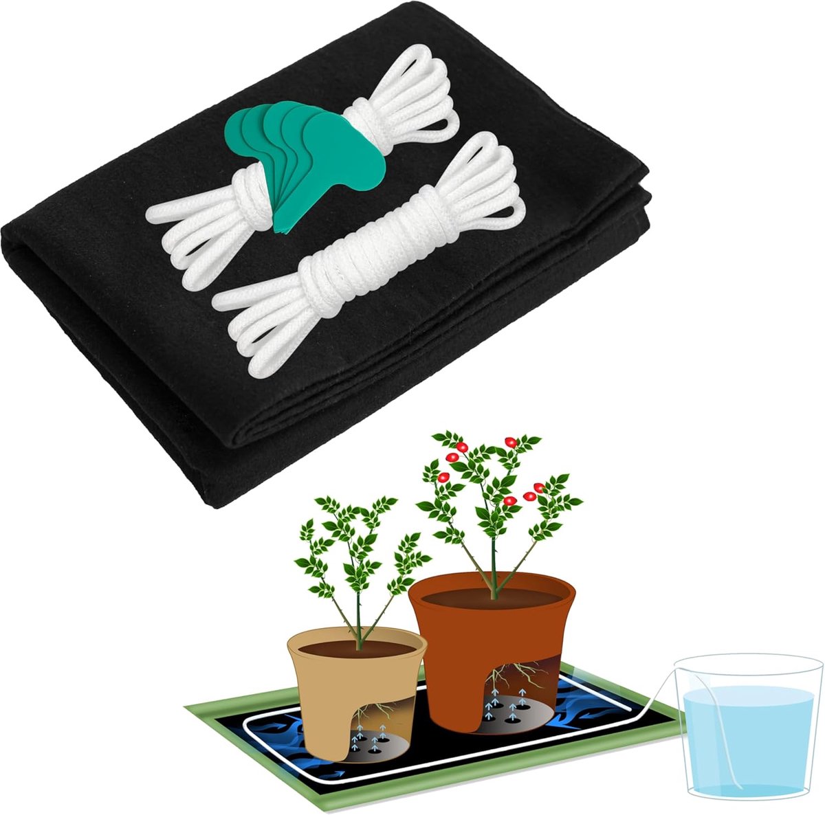 40 x 50 inch plant gieter & 60 voet zelfbewaterende lont koord voor het starten van zaden, vakantie, kas, binnen, hydrocultuur, potplanten