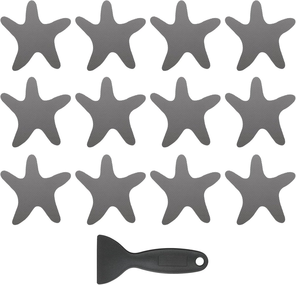 12 stuks antislip badstickers, antislip douchestickers met schraper badkamer douche vloerstickers stervorm schattige loopvlakken badkuipen, grijs