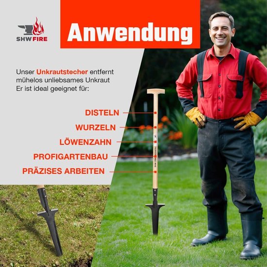 Professionele onkruidsteker met 82 cm essenhouten steel en handgesmeed snijblad van Merkloos	 — afbeelding 5
