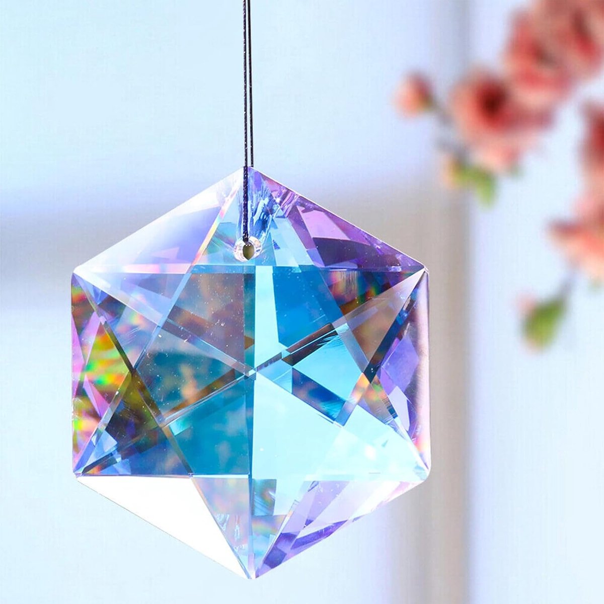 100 mm prisma kristal om op te hangen zonnevanger kleurrijk venster prisma zonnevanger ornament glas hanger regenboogmaker kroonluchter kristallen hanger voor feesten huis tuin decoratie