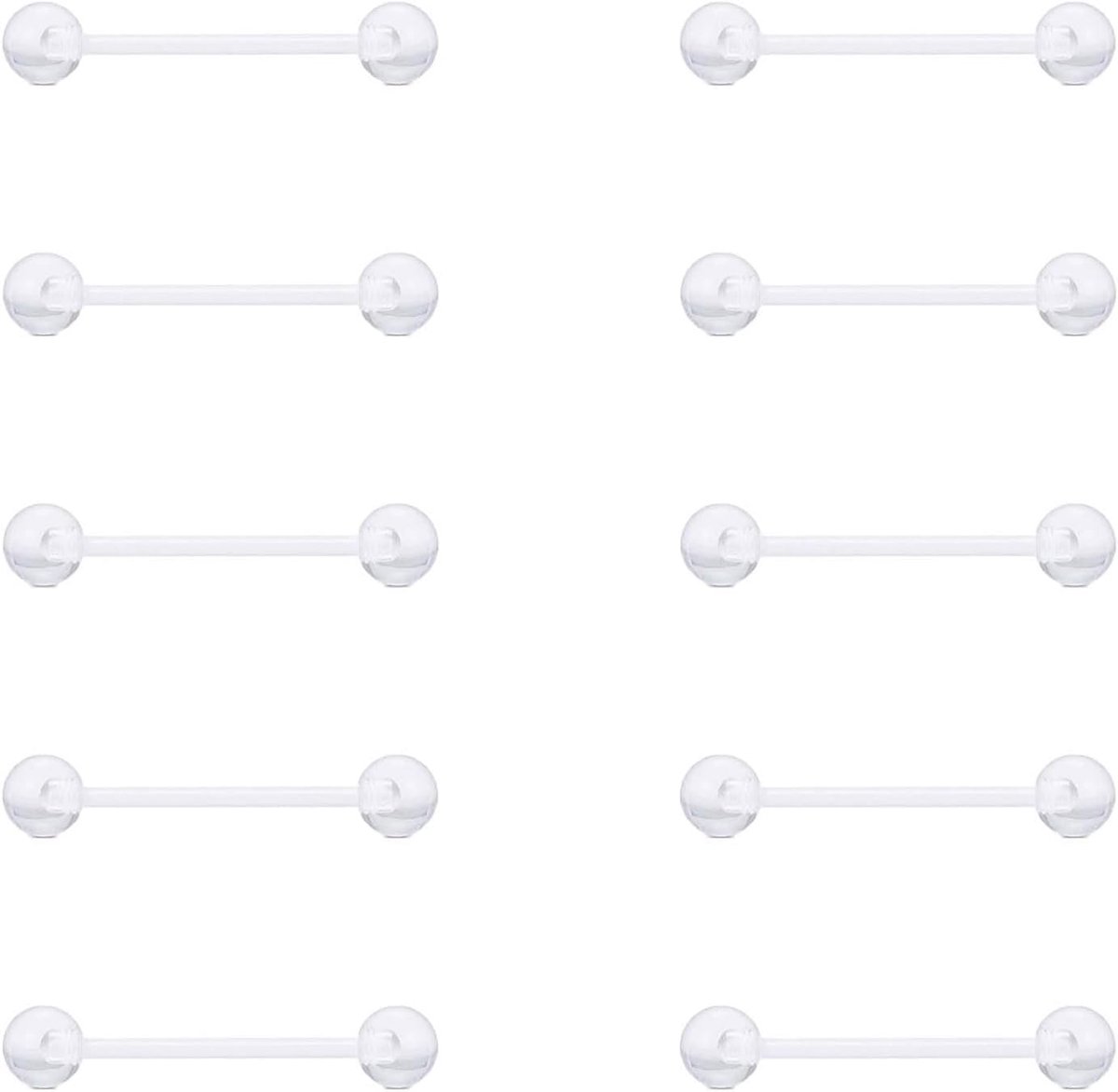 piercing tong ringen 14G kunststof acryl transparant rechte barbells piercing sieraden 12 mm 14 mm 16 mm 18 mm