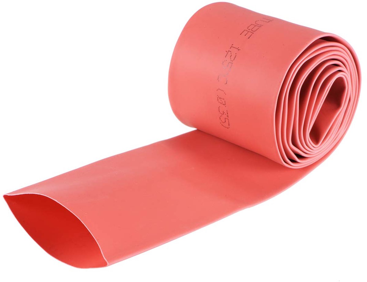 sourcing map Krimpslang 1-3/8" (35mm) diam. 57mm vlakke breedte 2:1 verhouding kabelhuls 1m rood