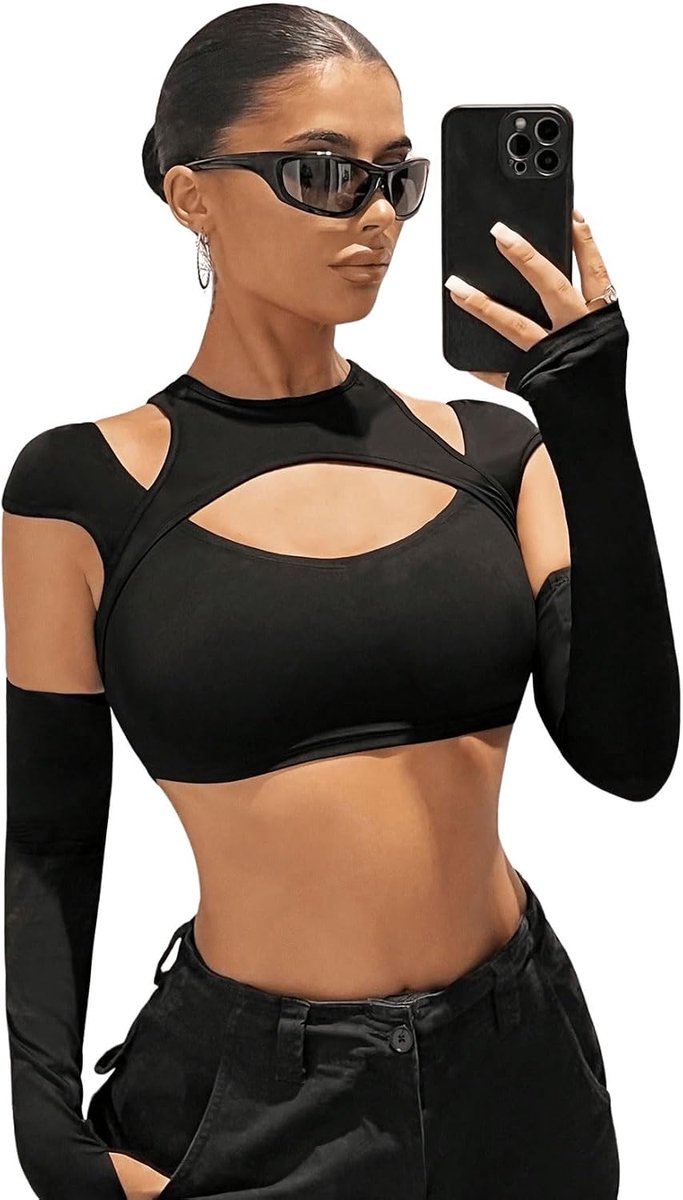 Crop Tops Dames Cut Out Top met hals Y2k Tank Top Sexy Buikvrij bovenstuk