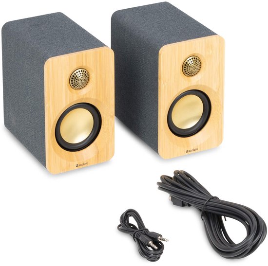 Audizio KS16 PC speakers - Actieve speakerset met Bluetooth - Geschikt voor laptops - 100W - Bamboe van Audizio — afbeelding 3