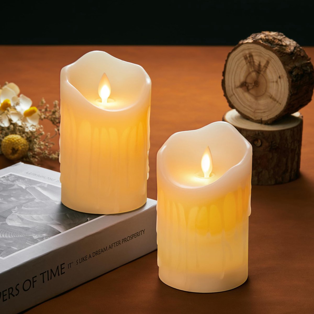 SnelShoppen - Set van 2 Oplaadbare Vlamloze LED Kaarsen met Afstandsbediening, Flikkerende Dimbare Kaarsen, USB-Opladend met Timerfunctie, Ivoor 15cm