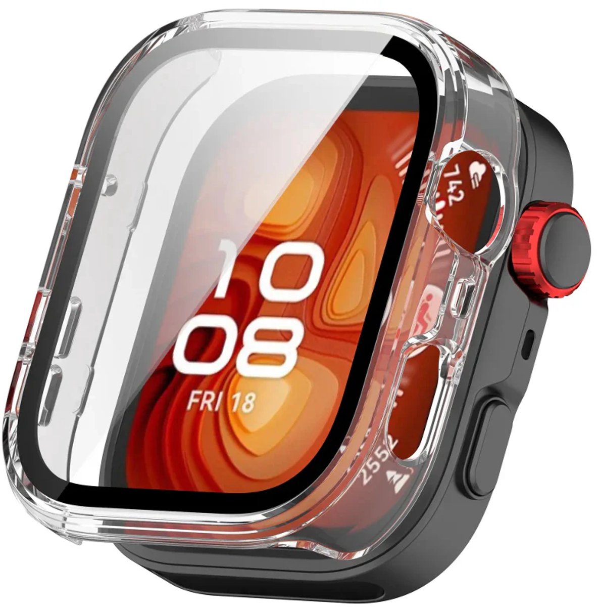 Strap-it hard case hoesje met glasplaat geschikt voor Huawei Watch Fit 5 Pro (transparant) – stevige beschermcase met geïntegreerde screen protector – optimale kras- en stootbescherming voor je smartwatch